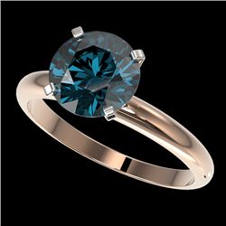 2.50 CTW Certified Intense Blue SI Diamond Solitaire Engagement Ring 10K Rose Gold - REF-608F5N - 32