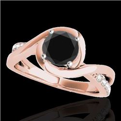 1.15 CTW Certified VS Black Diamond Solitaire Ring 10K Rose Gold - REF-57X3T - 34839