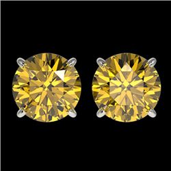 2.50 CTW Certified Intense Yellow SI Diamond Solitaire Stud Earrings 10K White Gold - REF-427W5F - 3