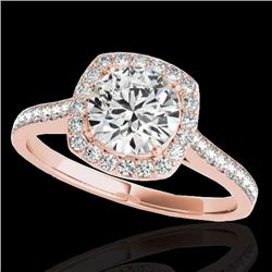 1.4 CTW H-SI/I Certified Diamond Solitaire Halo Ring 10K Rose Gold - REF-254F5N - 34185