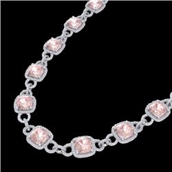 49 CTW Morganite & Micro VS/SI Diamond Eternity Necklace 14K White Gold - REF-1150H9A - 23046