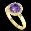 Image 2 : 2 CTW Amethyst & Halo VS/SI Diamond Micro Pave Ring Solitaire 18K Yellow Gold - REF-48Y5K - 21618