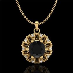 1.2 CTW Fancy Black Diamond Art Deco Micro Pave Stud Necklace 18K Yellow Gold - REF-82Y8K - 37739
