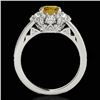Image 2 : 2.16 CTW Certified Si/I Fancy Intense Yellow Diamond Solitaire Halo Ring 10K White Gold - REF-267Y3K