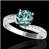Image 1 : 1.15 CTW Si Certified Fancy Blue Diamond Bypass Solitaire Ring 10K White Gold - REF-149H3A - 35068