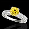 Image 1 : 1.91 CTW Certified Si Intense Yellow Diamond Solitaire Antique Ring 10K White Gold - REF-301W8F - 34