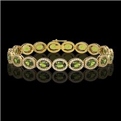 13.87 CTW Tourmaline & Diamond Halo Bracelet 10K Yellow Gold - REF-271Y6K - 40474
