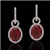 Image 1 : 8 CTW Garnet & Micro Pave Solitaire Halo VS/SI Diamond Earrings 14K Rose Gold - REF-100T2M - 22737