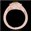 Image 2 : 2 CTW Certified Si/I Fancy Intense Yellow Diamond Solitaire Halo Ring 10K Rose Gold - REF-317N3Y - 3