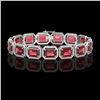 Image 1 : 36.51 CTW Tourmaline & Diamond Halo Bracelet 10K White Gold - REF-537T5M - 41540