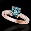 Image 1 : 1.25 CTW Si Certified Blue Diamond Solitaire Antique Ring 10K Rose Gold - REF-163N6Y - 34744
