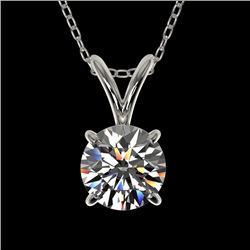 0.72 CTW Certified H-SI/I Quality Diamond Solitaire Necklace 10K White Gold - REF-97H5A - 36736
