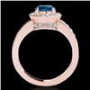 Image 2 : 2 CTW Si Certified Blue Diamond Solitaire Halo Ring 10K Rose Gold - REF-300W2F - 34357