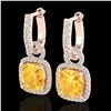 7 CTW Citrine & Micro Pave VS/SI Diamond Earrings 14K Rose Gold - REF-92K2W - 22959