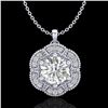 1.01 CTW VS/SI Diamond Solitaire Art Deco Stud Necklace 18K White Gold - REF-245H5A - 37109