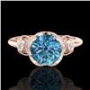 Image 2 : 1.75 CTW Fancy Intense Blue Diamond Solitaire Art Deco Ring 18K Rose Gold - REF-236K4W - 37405