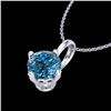 Image 2 : 0.82 CTW Fancy Intense Blue Diamond Solitaire Art Deco Necklace 18K White Gold - REF-103W6F - 37803