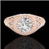 1.07 CTW VS/SI Diamond Solitaire Art Deco Ring 18K Rose Gold - REF-321N2Y - 36885