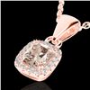 1.25 CTW Morganite & Micro Pave VS/SI Diamond Halo Necklace 10K Rose Gold - REF-36N4Y - 22887