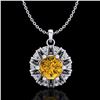 1.2 CTW Intense Fancy Yellow Diamond Art Deco Stud Necklace 18K White Gold - REF-134K5W - 37742