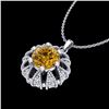 Image 2 : 1.2 CTW Intense Fancy Yellow Diamond Art Deco Stud Necklace 18K White Gold - REF-134K5W - 37742