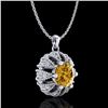 Image 4 : 1.2 CTW Intense Fancy Yellow Diamond Art Deco Stud Necklace 18K White Gold - REF-134K5W - 37742