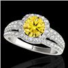 2.25 CTW Certified Si/I Fancy Intense Yellow Diamond Solitaire Halo Ring 10K White Gold - REF-316T4M