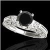 1.63 CTW Certified VS Black Diamond Solitaire Antique Ring 10K White Gold - REF-74A8X - 34651