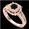 0.53 CTW Fancy Black Diamond Solitaire Engagement Art Deco Ring 18K Rose Gold - REF-81Y8K - 37437
