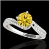 1.2 CTW Certified Si Fancy Yellow Diamond Bypass Solitaire Ring 10K White Gold - REF-161N8Y - 35112