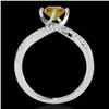 Image 2 : 1.2 CTW Certified Si Fancy Yellow Diamond Bypass Solitaire Ring 10K White Gold - REF-161N8Y - 35112