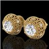 1.31 CTW VS/SI Diamond Solitaire Art Deco Stud Earrings 18K Yellow Gold - REF-236X4T - 36922