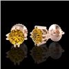 Image 2 : 1.07 CTW Intense Fancy Yellow Diamond Art Deco Stud Earrings 18K Rose Gold - REF-172H8A - 37540