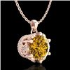 Image 4 : 1.36 CTW Intense Fancy Yellow Diamond Art Deco Stud Necklace 18K Rose Gold - REF-180W2F - 38107