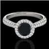 1.4 CTW Certified VS Black Diamond Solitaire Halo Ring 10K White Gold - REF-63T5M - 33301