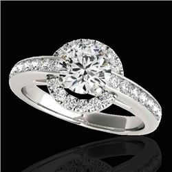 1.5 CTW H-SI/I Certified Diamond Solitaire Halo Ring 10K White Gold - REF-176M4H - 33927