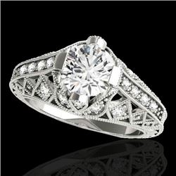 1.25 CTW H-SI/I Certified Diamond Solitaire Antique Ring 10K White Gold - REF-207K3W - 34684
