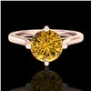 Image 2 : 1.25 CTW Intense Fancy Yellow Diamond Engagement Art Deco Ring 18K Rose Gold - REF-218W2F - 38065