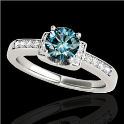 1.11 CTW Si Certified Fancy Blue Diamond Solitaire Ring 10K White Gold - REF-156K4W - 34833