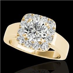 1.55 CTW H-SI/I Certified Diamond Solitaire Halo Ring 10K Yellow Gold - REF-174F5N - 34240