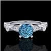 Image 2 : 1.03 CTW Fancy Intense Blue Diamond Solitaire Art Deco Ring 18K White Gold - REF-114N5Y - 37677