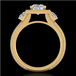 2.5 CTW Princess VS/SI Diamond Micro Pave 3 Stone Ring 18K Yellow Gold - REF-527X3T - 37198