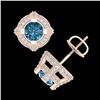 Image 4 : 2.75 CTW Fancy Intense Blue Diamond Micro Pave Stud Earrings 18K Rose Gold - REF-236M4H - 37629