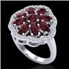 Image 1 : 3 CTW Garnet & VS/SI Diamond Cluster Designer Halo Ring 10K White Gold - REF-52Y2K - 20782