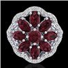 Image 2 : 3 CTW Garnet & VS/SI Diamond Cluster Designer Halo Ring 10K White Gold - REF-52Y2K - 20782