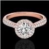 Image 1 : 1.4 CTW H-SI/I Certified Diamond Solitaire Halo Ring 10K Rose Gold - REF-170N4Y - 33299