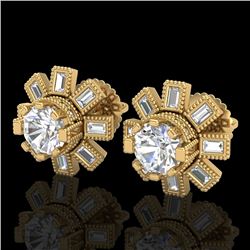 1.77 CTW VS/SI Diamond Solitaire Art Deco Stud Earrings 18K Yellow Gold - REF-263W6F - 37066