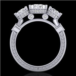 1.75 CTW VS/SI Diamond Solitaire Art Deco 3 Stone Ring 18K White Gold - REF-309W3F - 37070