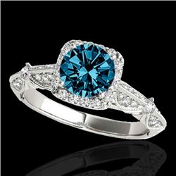 1.36 CTW Si Certified Fancy Blue Diamond Solitaire Halo Ring 10K White Gold - REF-161T8M - 33756