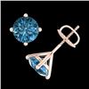 Image 4 : 2.5 CTW Fancy Intense Blue Diamond Art Deco Stud Earrings 18K Rose Gold - REF-354K5W - 38252